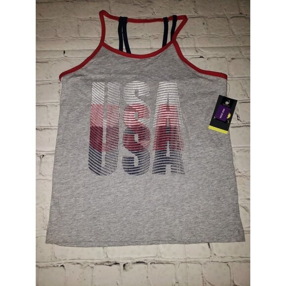 Xersion Other - Xersion Girls USA Tank Top Back Straps Gray Blue Red 10/12, 18.5, 20.5, 22.5